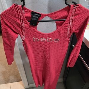 Bebe Red Long Sleeve Dress